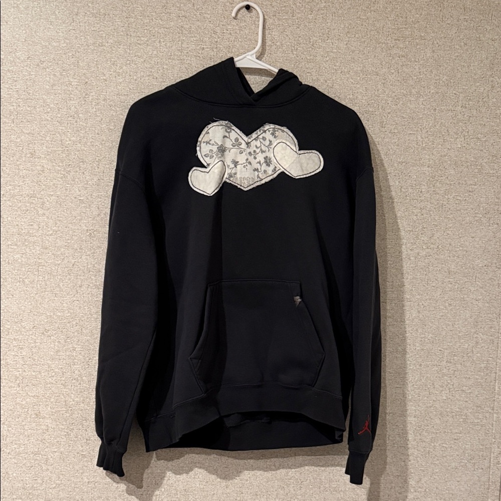 Jordan Black Hoodie with Graphic Heart Design